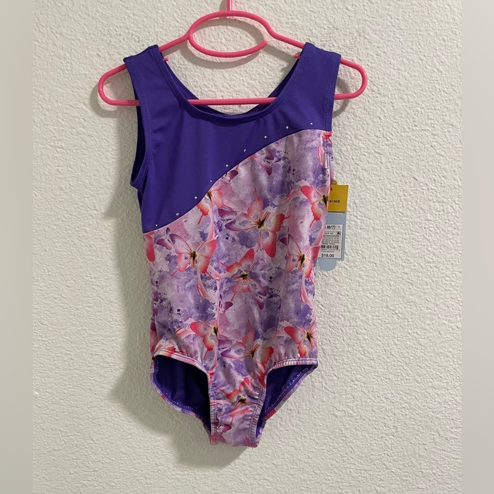 Cat & jack NWT Purple Floral butterfly Kids leotard